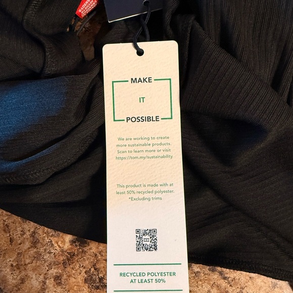 Tommy Jeans Badge Mini Black Dress V-Neck Polyester Spaghetti Straps Medium - Picture 9 of 16